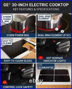 GE 30 Built-In Electric Cooktop Black Glass, 5 Burners, Great Condition
