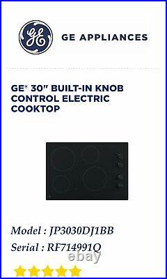 GE 30 Radiant Electric Cooktop Black, Model Number JP3030DJ1BB