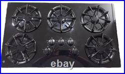 GE JGP636BE1BB 36 5-Burner Gas Cooktop Black Glass Never Installed Ignitor Work GE JGP636BE1BB 36 5-Burner Gas Cooktop Black Glass Never Installed Ignitor Work