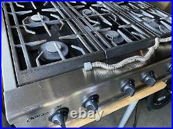 GE Monogram 36 Inch Pro Restaurant Style 6 Burner Gas Stainless Cooktop Stove