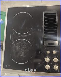 GE Profile 30 Black Glass Downdraft Cooktop Electric 4 Burners PP989SN1SS