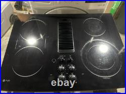 GE Profile 30 Black Glass Downdraft Cooktop Stovetop Electric 4 Burners