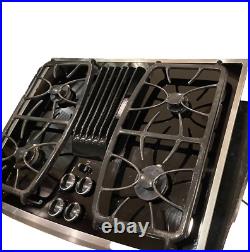 GE Profile 30 gas cooktop with downdraft in black 4-burners