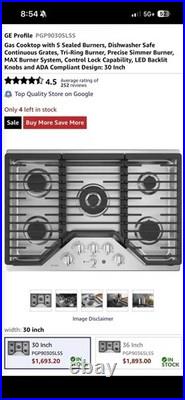 GE Profile 30 in Gas Cooktop Stainless Steel 5 Burners Tri-Ring PGP9030SLSS READ