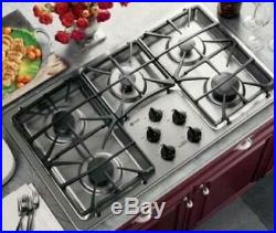 GE Profile 36 Stainless 5 Burners Continuous Grates Gas Cooktop JGP963SEKSS