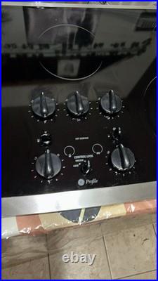 GE Profile Electric Cooktop 5 Burners Black Smooth Top Knob Controls Built-In