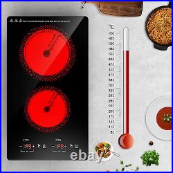 GTKZW Electric Cooktop, 12'' Built-In Radiant Ceramic Cooktop with 2 Burners, 11
