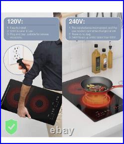 GTKZW Electric Cooktop, 12 Inch Electric Stove with LED Touch Screen, 110V