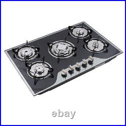 Gas Cooker Gas Hob 5 Burner Built-in Cooktops With Tempered Glass Kitchen Tool