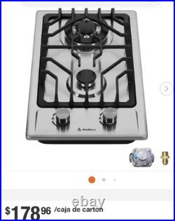Gas Cooktop 2 Burner Propane Cooktop 12 Inch Gas Stove Thermocouple Protection
