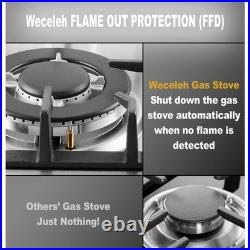 Gas Cooktop 2 Burners Built-in Gas Stove Top, LPG/NG Dual Fuel Continuous Grates Gas Cooktop 2 Burners Built-in Gas Stove Top, LPG/NG Dual Fuel Continuous Grates