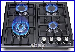 Gas Cooktop 22Inc Built in 4 Burners Stainless Steel Stove NG/LPG Conversion Kit