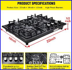 Gas Cooktop 22Inc Built in 4 Burners Stainless Steel Stove NG/LPG Conversion Kit