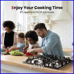 Gas Cooktop 24 Stainless Steel 4 Burners Built-in Gas Hob NG/LPG Convertible