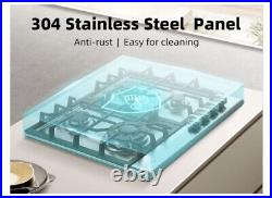 Gas Cooktop 24 Stainless Steel 4 Burners Built-in Gas Hob NG/LPG Convertible