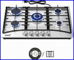 Gas Cooktop 30 Inch 5 Burner Ranein NG LPG Convertible 304 Stainless #R012