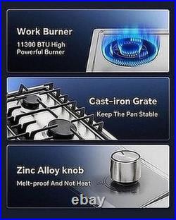 Gas Cooktop 30 Inch 5 Burner Ranein NG LPG Convertible 304 Stainless #R012