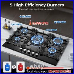 Gas Cooktop 30 Inch, Amzgachfktch 5 Burners Gas Stove, Built-in NG/LPG Glass