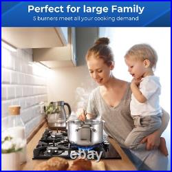 Gas Cooktop 30 Inch, Amzgachfktch 5 Burners Gas Stove, Built-in NG/LPG Glass