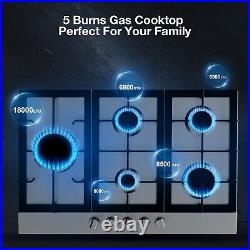 Gas Cooktop 30 inch with 5 Burner Cooktop in Stainless Steel, Built-in Stovet