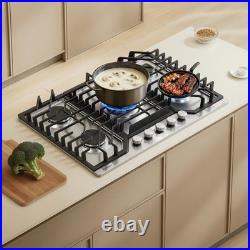 Gas Cooktop 30 inch with 5 Sealed Burners, Stainless Steel Built-in Stove Top
