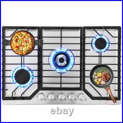 Gas Cooktop 30 inch with 5 Sealed Burners, Stainless Steel Built-in Stove Top