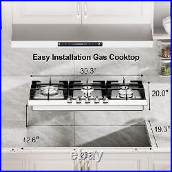 Gas Cooktop 30 inch with 5 Sealed Burners in Stainless Steel, Built-in Stovet