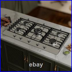 Gas Cooktop 36 inch with 5 Sealed Burners, Stainless Steel Built-in