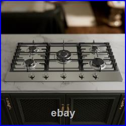 Gas Cooktop 36 inch with 5 Sealed Burners, Stainless Steel Built-in