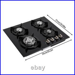 Gas Cooktop 4 Burners NG/LPG Built-in Kitchen Gas Stove Tempered Glass