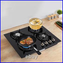 Gas Cooktop 4 Burners NG/LPG Built-in Kitchen Gas Stove Tempered Glass
