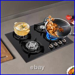 Gas Cooktop 4 Burners NG/LPG Built-in Kitchen Gas Stove Tempered Glass