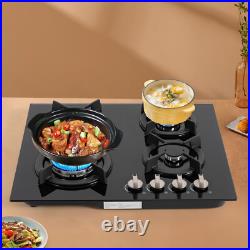 Gas Cooktop 4 Burners NG/LPG Built-in Kitchen Gas Stove Tempered Glass