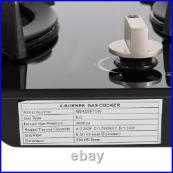 Gas Cooktop 4 Burners NG/LPG Built-in Kitchen Gas Stove Tempered Glass