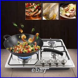 Gas Cooktop Built-in 4 Burners Gas Hob LPG/NG Gas Stove Cooker Stainless Steel