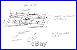 Gas Cooktop Empava 36 5 Burners Built-in Stove Tops Glass Surface Cooker 5L90I