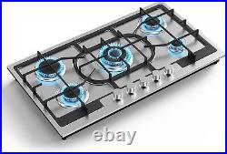 Gas Cooktop Gas Stove Built-In 5 Burner 34 inch Stainless Steel Gas Hob NG/LPG