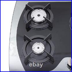 Gas Cooktop Stove Top 5 Burners Tempered Glass Built-In LPG/NG Gas Cooktop Black
