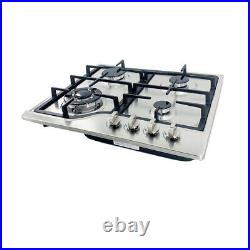 Gas Cooktop Stoves 24'' LPG/NG Built-in Stainless Steel Gas Hob with 4 Burners