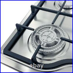 Gas Cooktop Stoves 24'' LPG/NG Built-in Stainless Steel Gas Hob with 4 Burners
