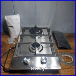 Gas Cooktop12Inch, Built in Gas Cooktop 2 Burners Stainless Steel Stove with N