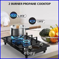 Gas Stove 2 Burner Propane Cooktop Portable Gas Cooktop Stainless Steel NG/LPG