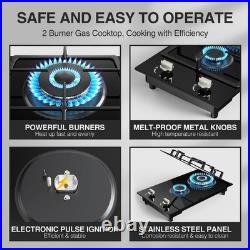 Gas Stove 2 Burners Plug-In Propane Cooktop 12 inch Portable Gas Stove Lpg/Ng