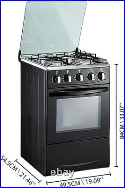 Gas Stove 20In 4 Coil Burners Stainless Steel 50L Oven Automatic Ignition