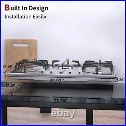 Gas Stove Built-in 2-5 Burners Stainless steel/Tempered Glass LPG/NG Cooktop