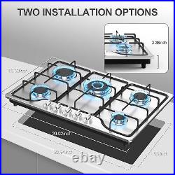 Gas Stove Built-in 5 Burner Stainless Steel Gas Cooktop Gas Hob NG/LPG 110V US