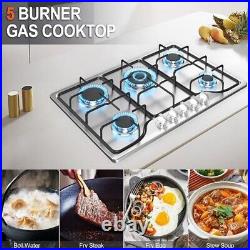 Gas Stove Built-in 5 Burner Stainless Steel Gas Cooktop Gas Hob NG/LPG 110V US