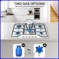 Gas Stove Built-in 5 Burner Stainless Steel Gas Cooktop Gas Hob NG/LPG 110V US