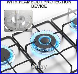 Gas Stove Built-in 5 Burner Stainless Steel Gas Cooktop Gas Hob NG/LPG 110V US