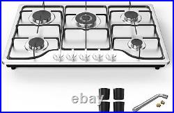 Gas Stove Built-in 5 Burner Stainless Steel Gas Cooktop Gas Hob NG/LPG 110V US